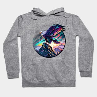 Majestic American Bald Eagle Synthwave 16 Bit Hoodie